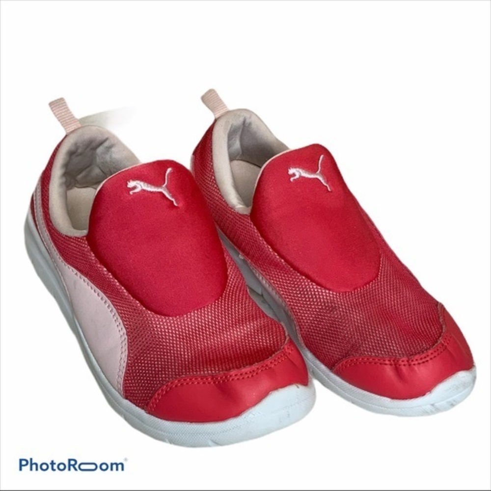 Puma slip on pink on pink sneakers size 2 girl